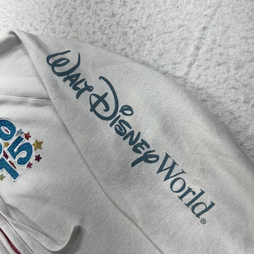 Disney Parks Women's 1X 2015 Full Zip Fleece Hoodie Walt Disney World White - Picture 5 of 12